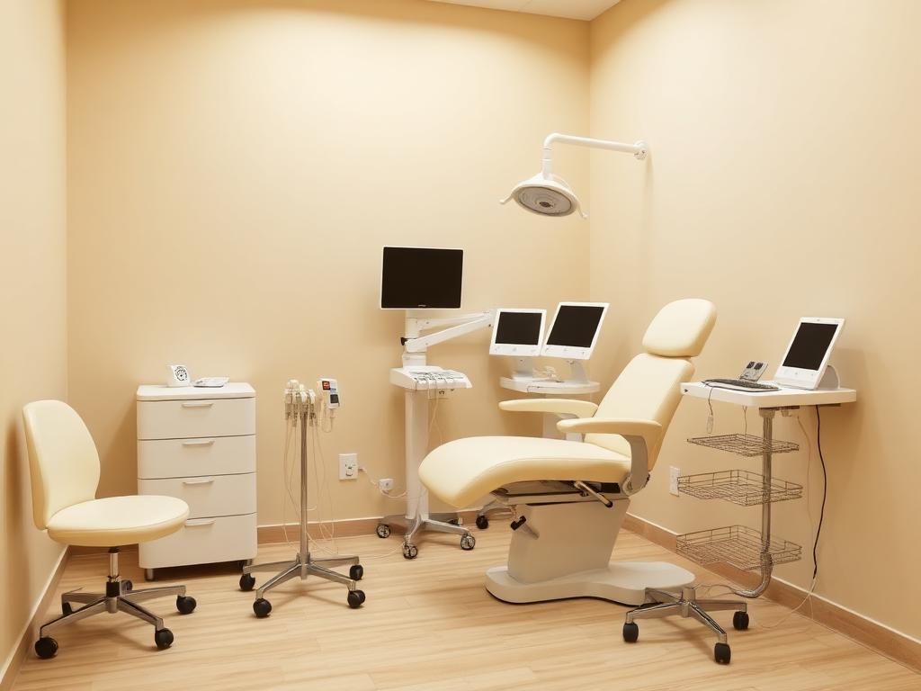 Consultório preparado para atendimento dermatológico